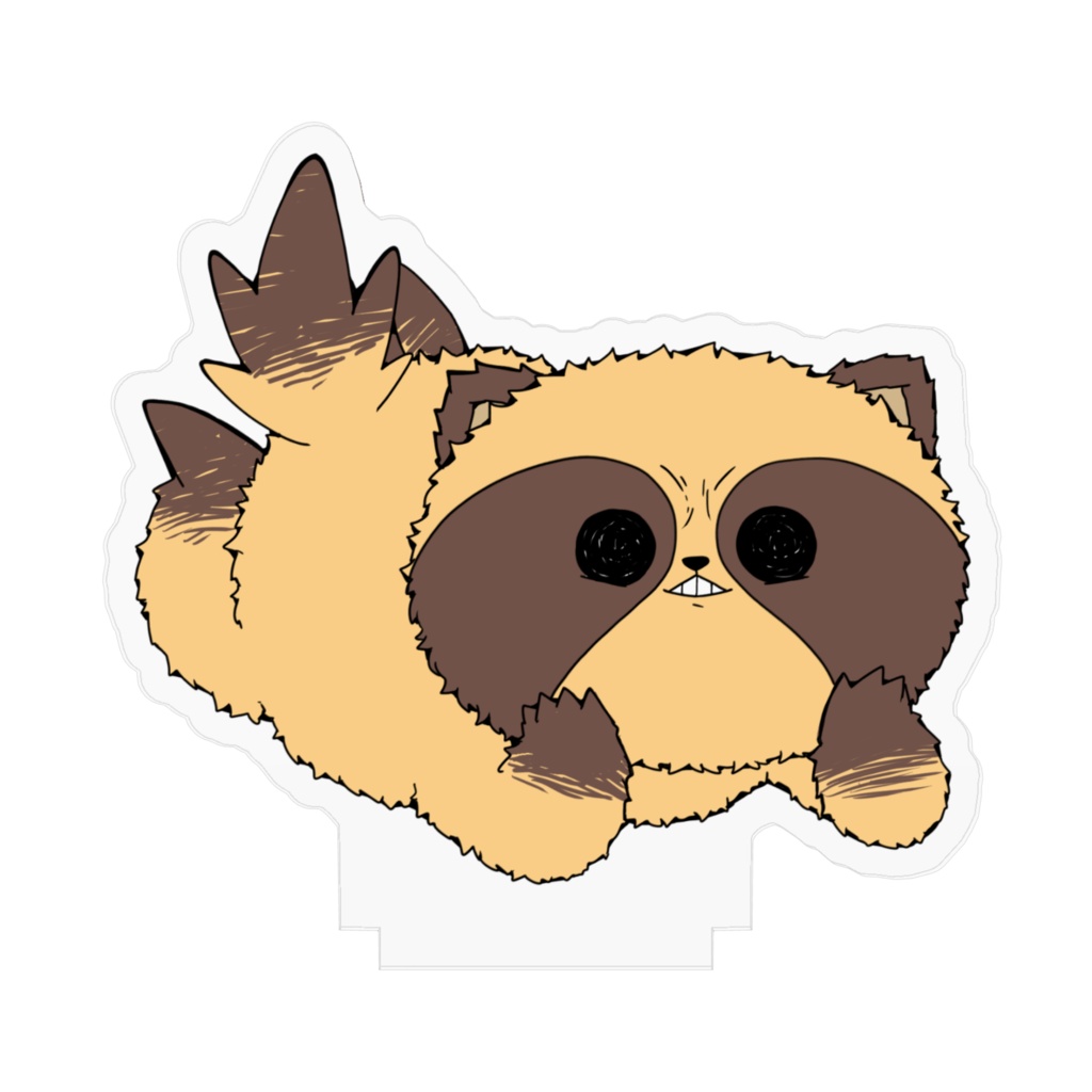 眉間にシワのある狸のアクスタ