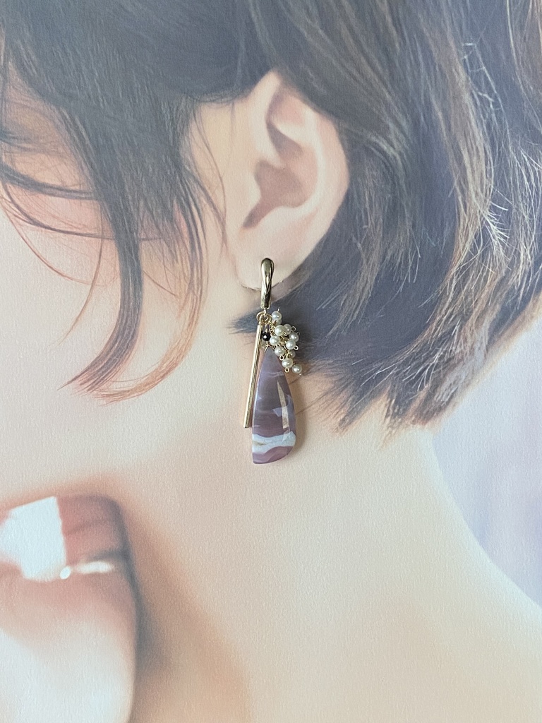 徳川慶喜イメージ「葵に叢雲」微アシンメトリーピアス