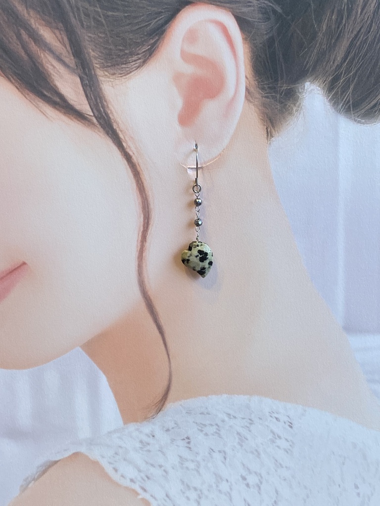 ダルメシアンジャスパーのハートチャーム