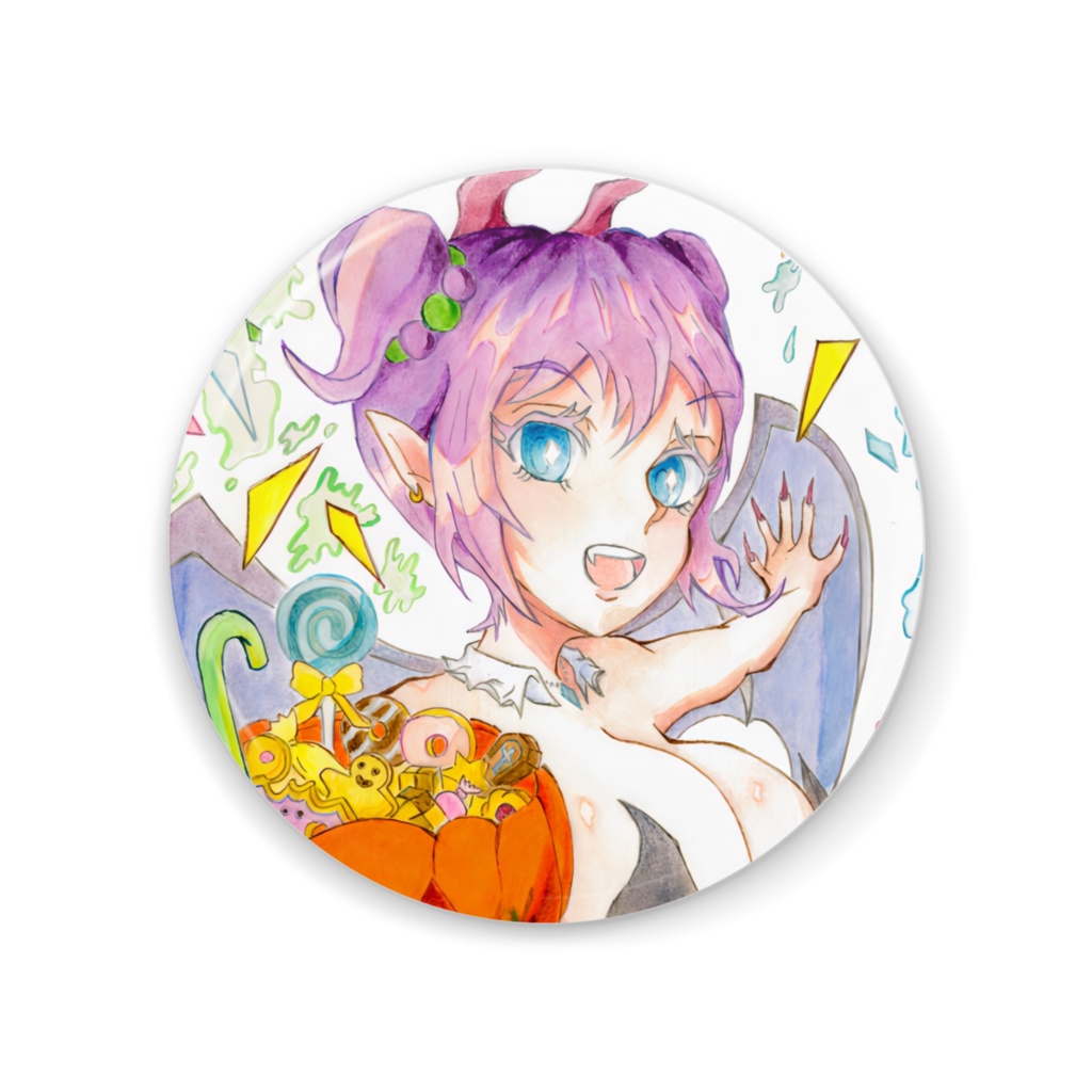 ブルーベリーサキュバスちゃんハロウィン缶ミラー