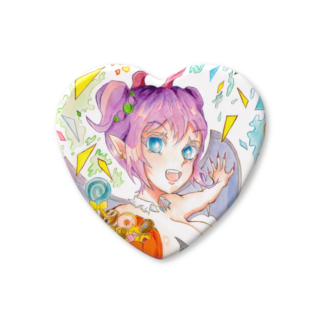 ブルーベリーサキュバスちゃんハート型缶バッジ