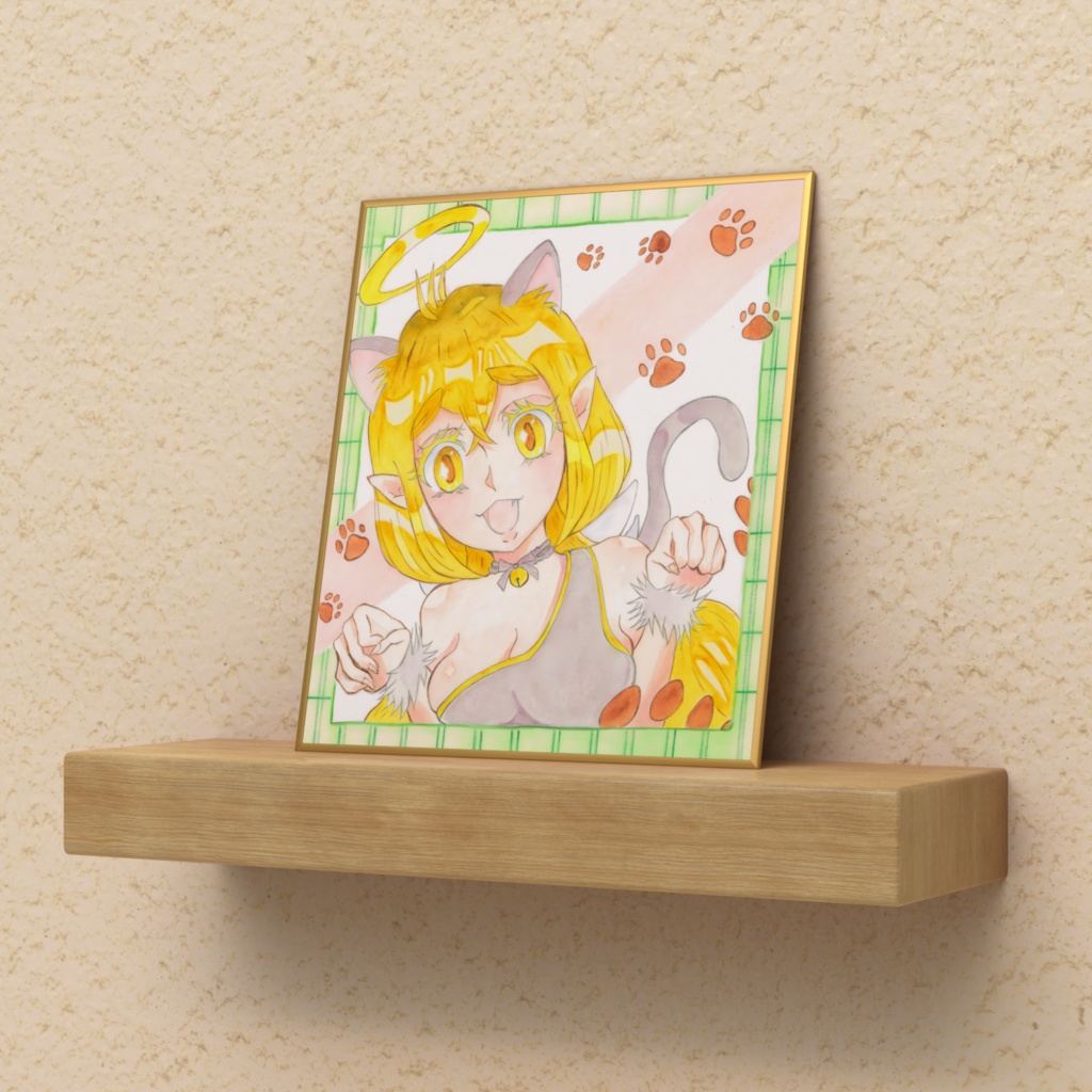 シュークリーム天使ちゃん 猫コスイラスト複製色紙