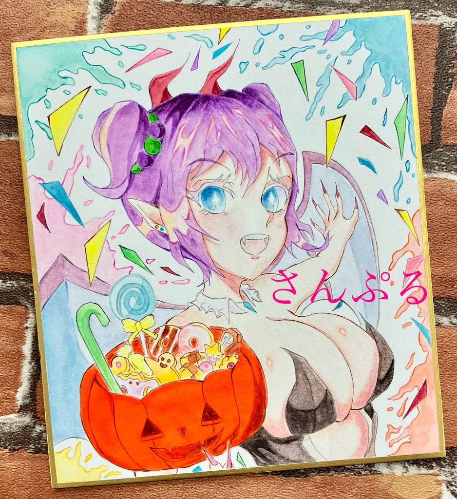 ブルーベリー×サキュバス ハロウィン色紙原画