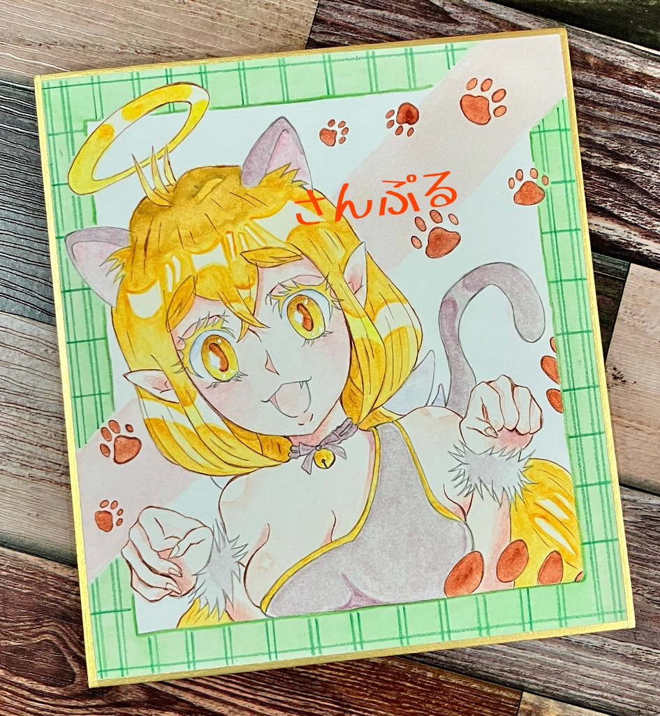 シュークリーム×天使ちゃん 猫コス 色紙原画