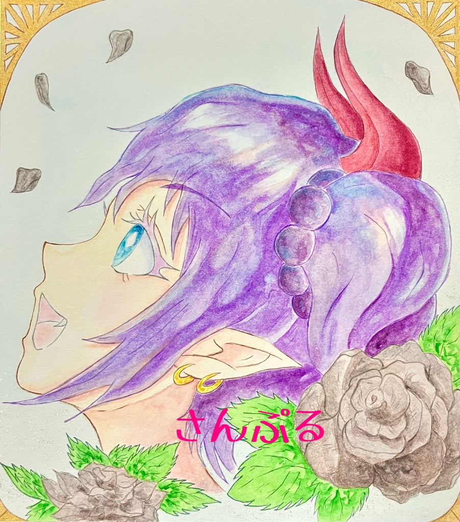 ブルーベリー×サキュバス 創作 色紙 イラスト