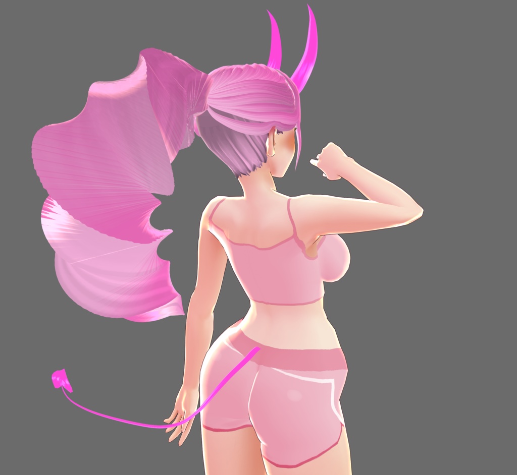Vroid Pink Succubus Set ( Hair + Horns + Tail )