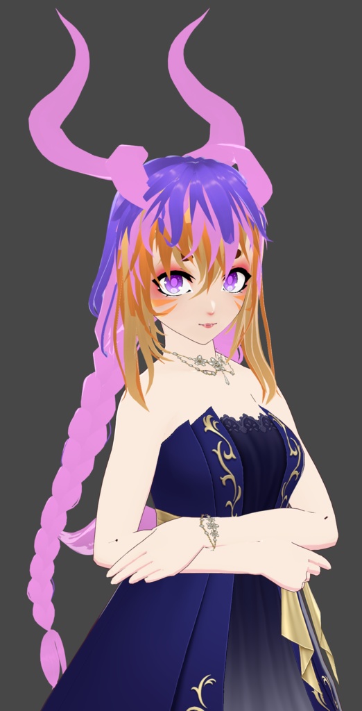[VRoid] Sunset Dragon Girl Set [Hair + Horns + Tail]