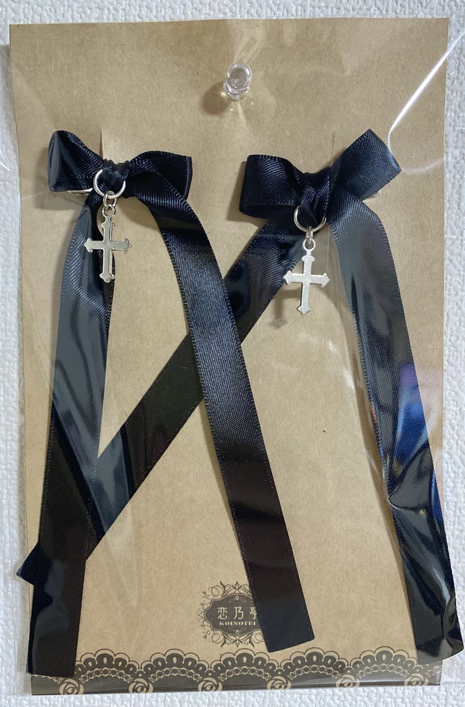 十字架リボンヘアクリップ2個セット(1/3、1/4ドールサイズ)