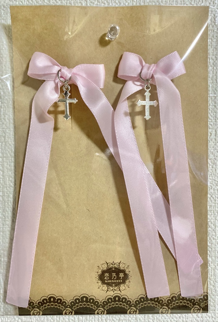 十字架リボンヘアクリップ2個セット(1/3、1/4ドールサイズ)