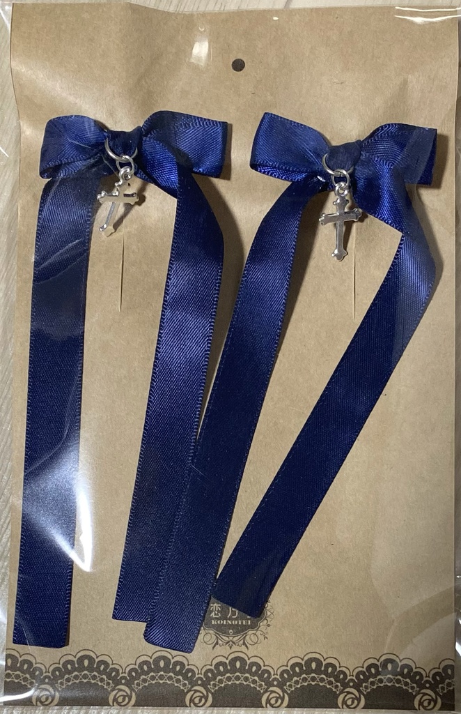 十字架リボンヘアクリップ2個セット(1/3、1/4ドールサイズ)