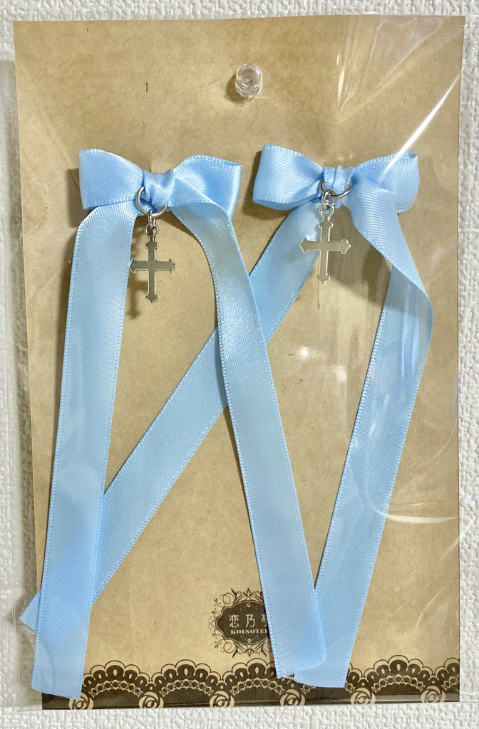 十字架リボンヘアクリップ2個セット(1/3、1/4ドールサイズ)