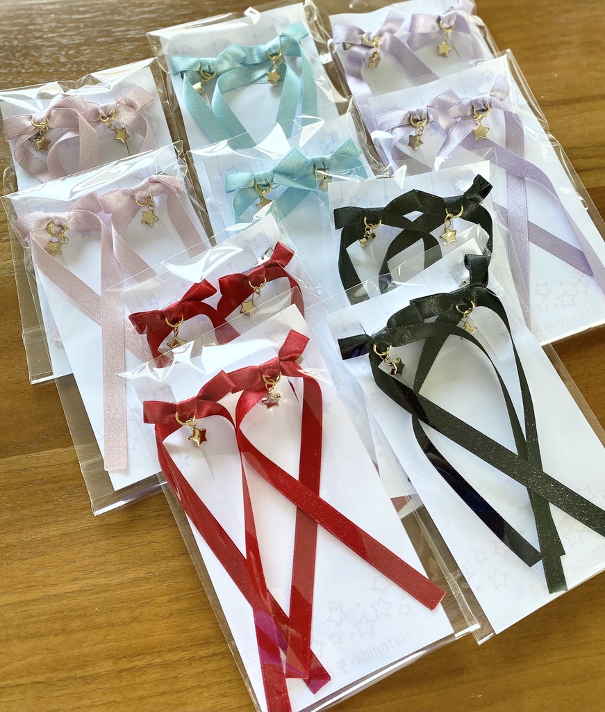 お星リボンヘアクリップ(パールラメタイプ)