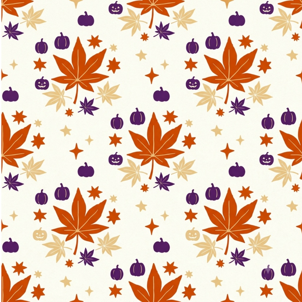 【デジタルペーパー】ハロウィン×秋の植物 シームレスパターン10枚セット|PNG・2000×2000px|商用利用可