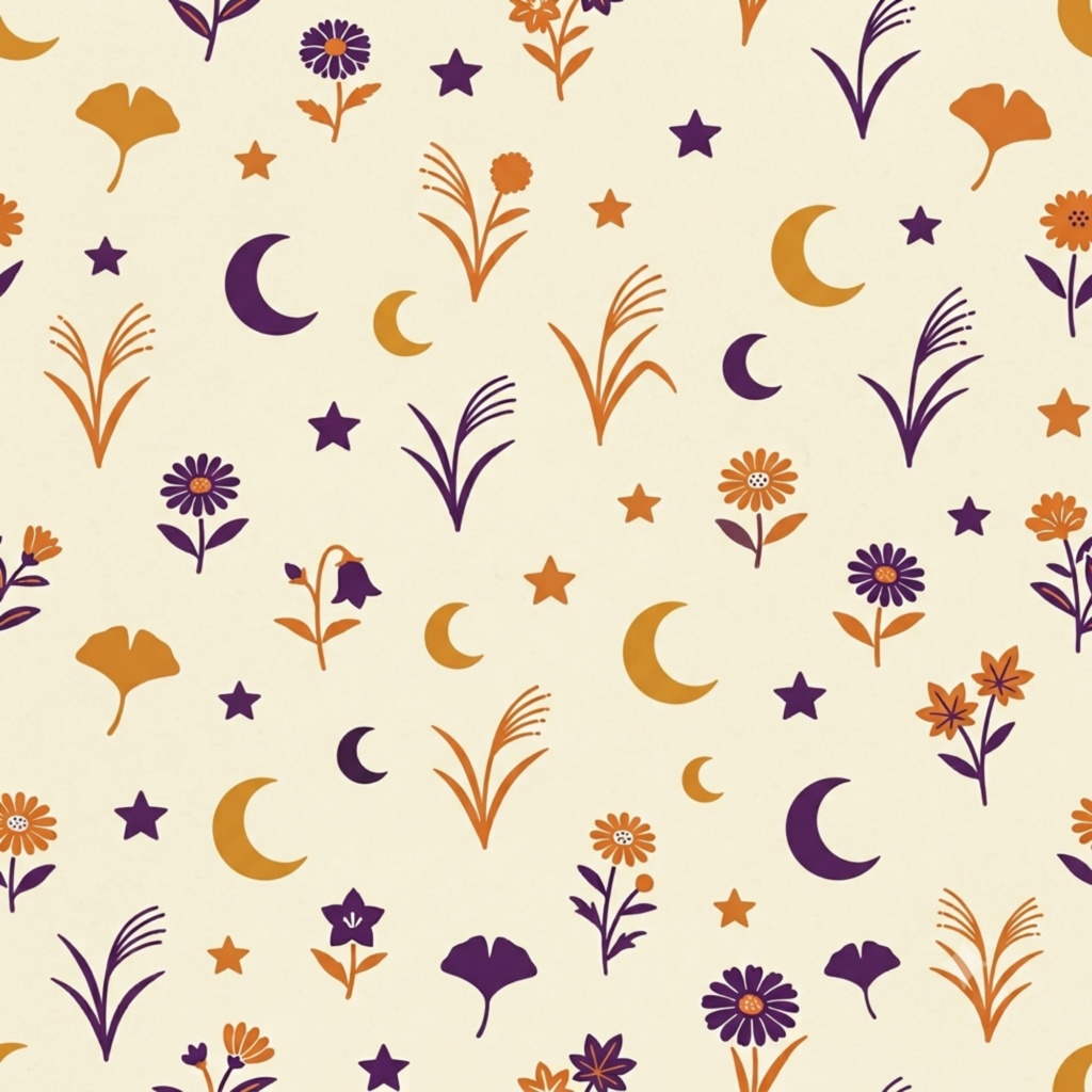 【デジタルペーパー】ハロウィン×秋の植物 シームレスパターン10枚セット|PNG・2000×2000px|商用利用可