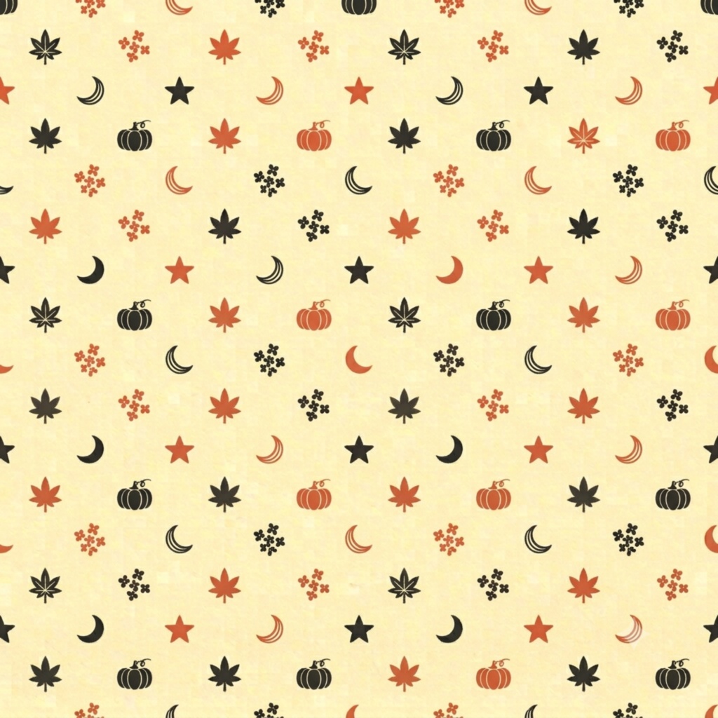 【デジタルペーパー】秋の植物×ハロウィン 和モダン シームレスパターン10枚セット|PNG・2000×2000px|商用利用可