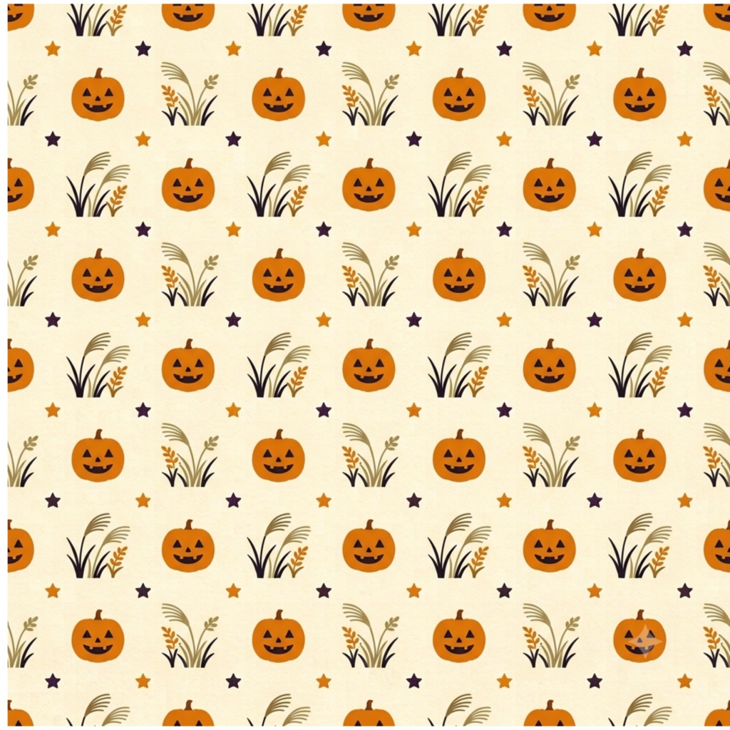 【デジタルペーパー】秋の植物×ハロウィン 和モダン シームレスパターン10枚セット|PNG・2000×2000px|商用利用可