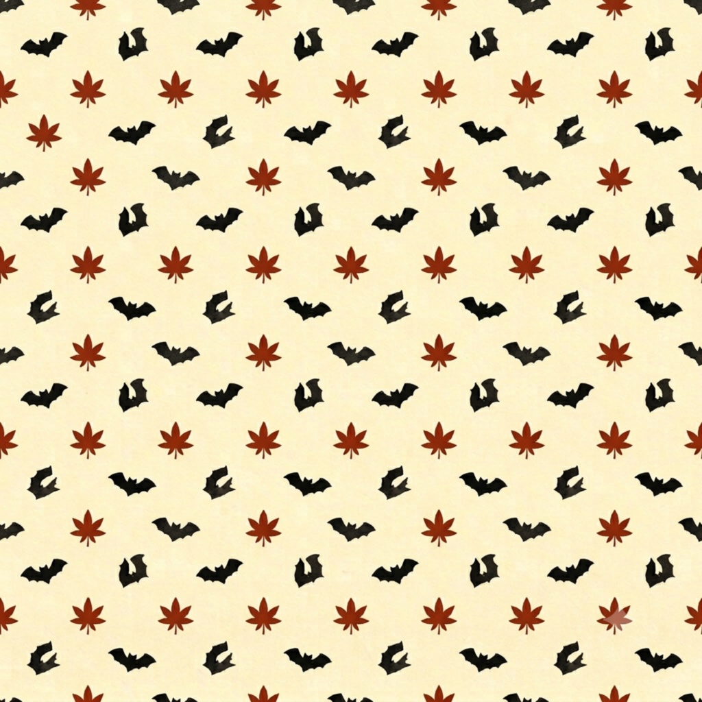 【デジタルペーパー】秋の植物×ハロウィン 和モダン シームレスパターン10枚セット|PNG・2000×2000px|商用利用可
