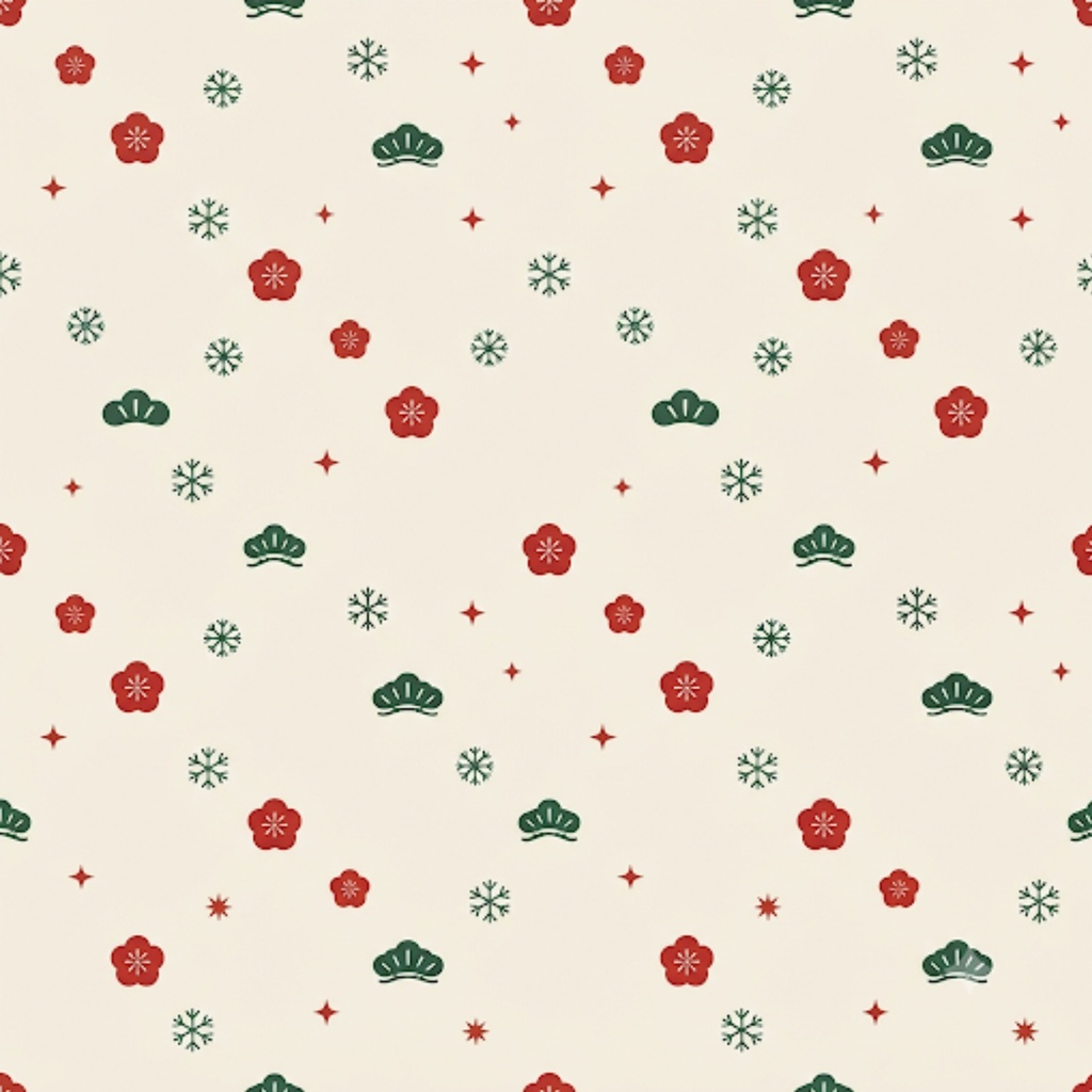 【デジタルペーパー】日本の冬植物×クリスマス 和モダン シームレス素材 10枚セット②|商用利用可・高解像度PNG