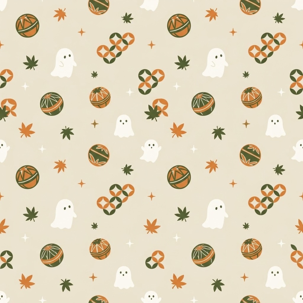 【デジタルペーパー】ハロウィン×和モダン 日本の秋 シームレスパターン10枚セット|PNG・2000×2000px