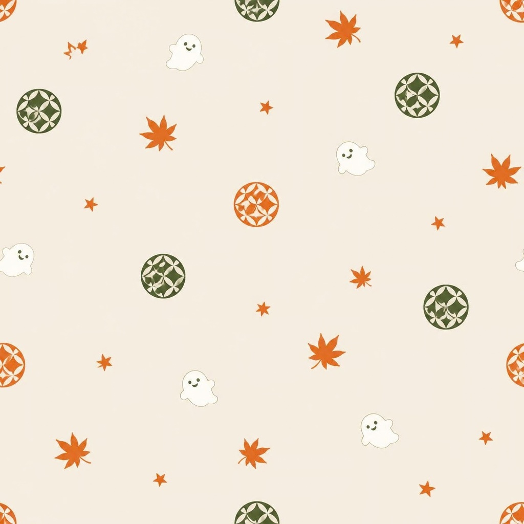 【デジタルペーパー】ハロウィン×和モダン 日本の秋 シームレスパターン10枚セット|PNG・2000×2000px