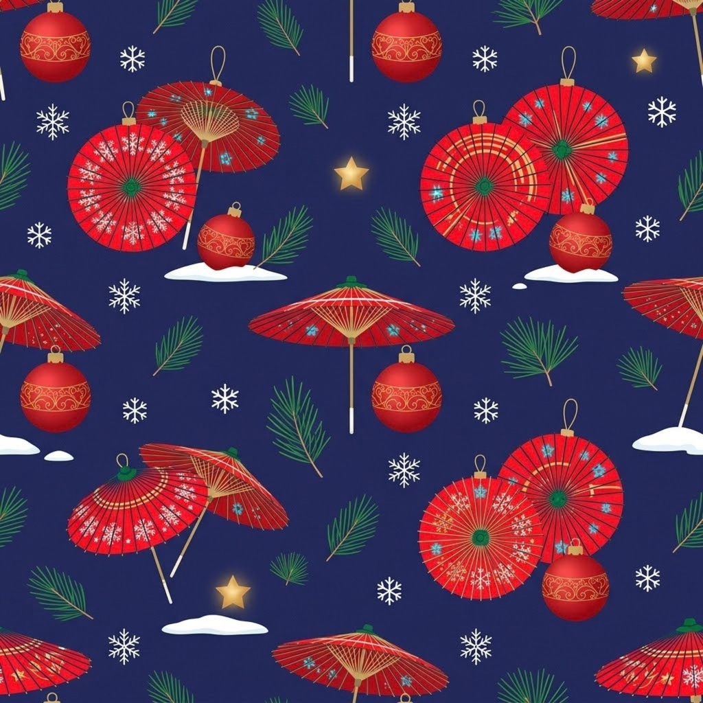 【デジタルペーパー】クリスマス×和モダン 日本の冬 シームレスパターン10枚セット|PNG・2000×2000px