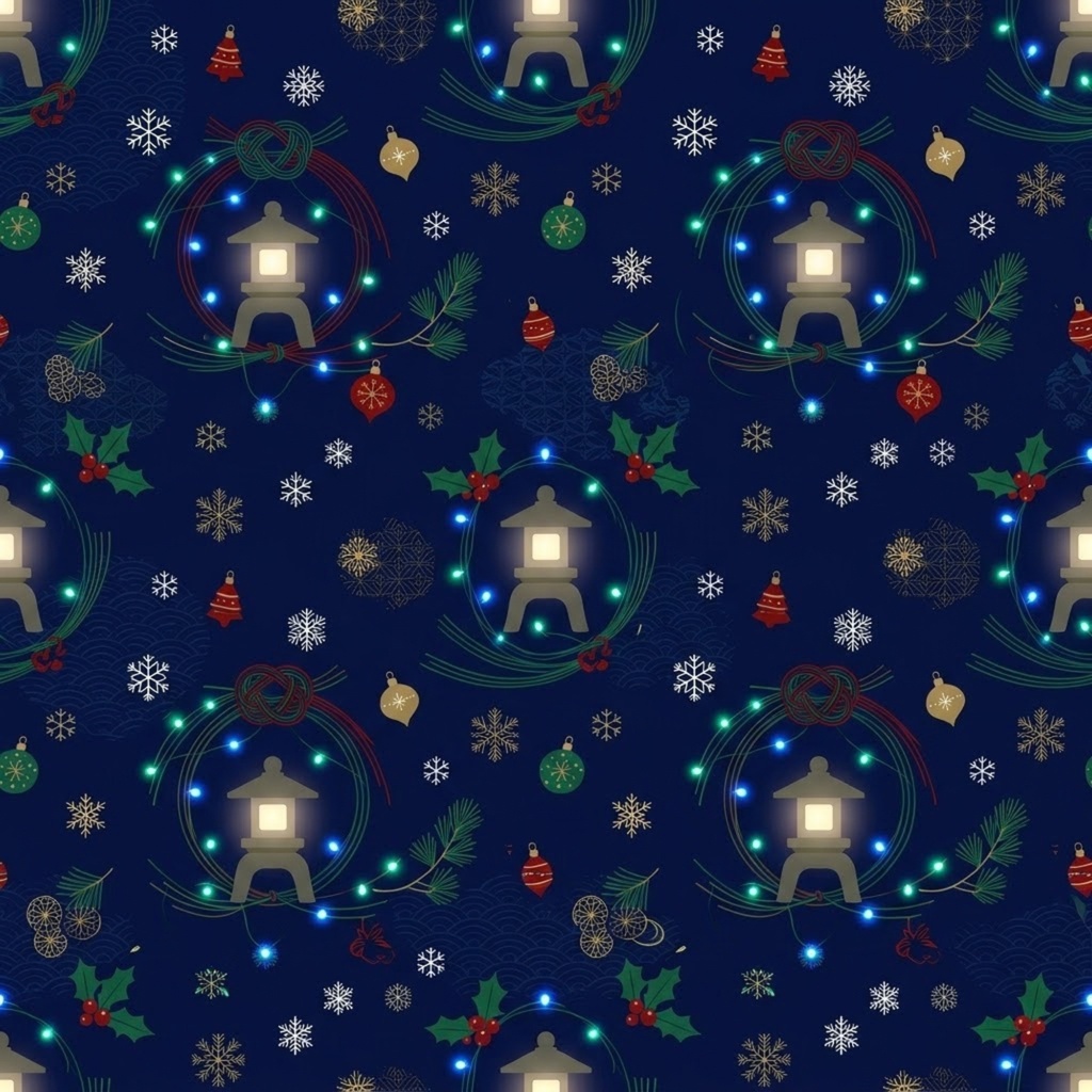 【デジタルペーパー】クリスマス×和モダン 日本の冬 シームレスパターン10枚セット|PNG・2000×2000px