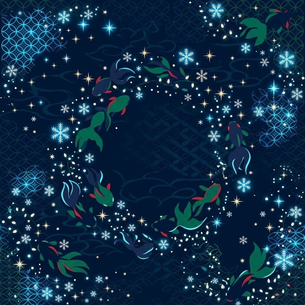 【デジタルペーパー】クリスマス×和モダン 日本の冬 シームレスパターン10枚セット|PNG・2000×2000px