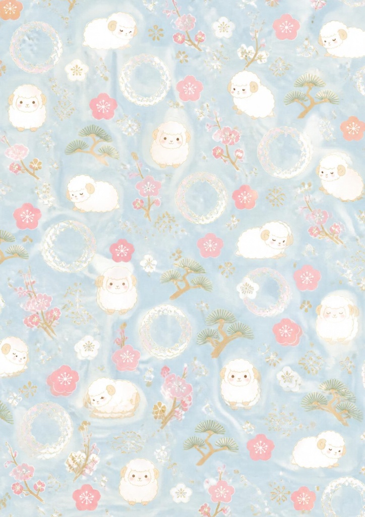 【デジタルペーパー】未年の和風シームレスパターン5枚セット|A4・高解像度PNG・商用利用可