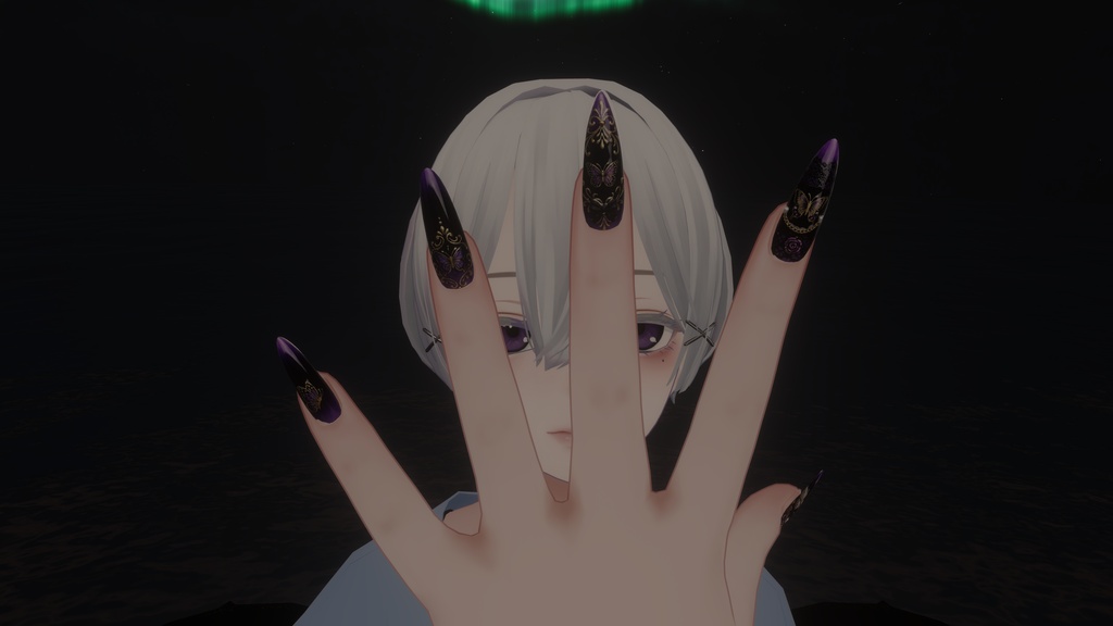 【かんたん着用】【LUMINA・森羅対応】Noir_Papillon Nail