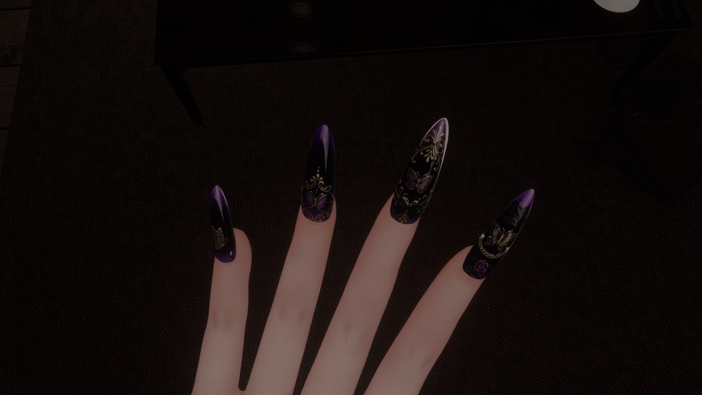 【かんたん着用】【LUMINA・森羅対応】Noir_Papillon Nail