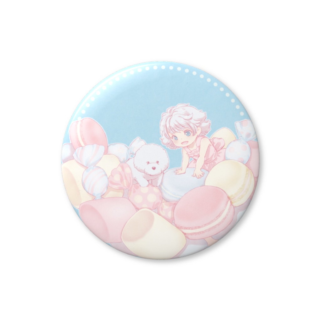 マシュマロキャンディマカロン缶バッジ