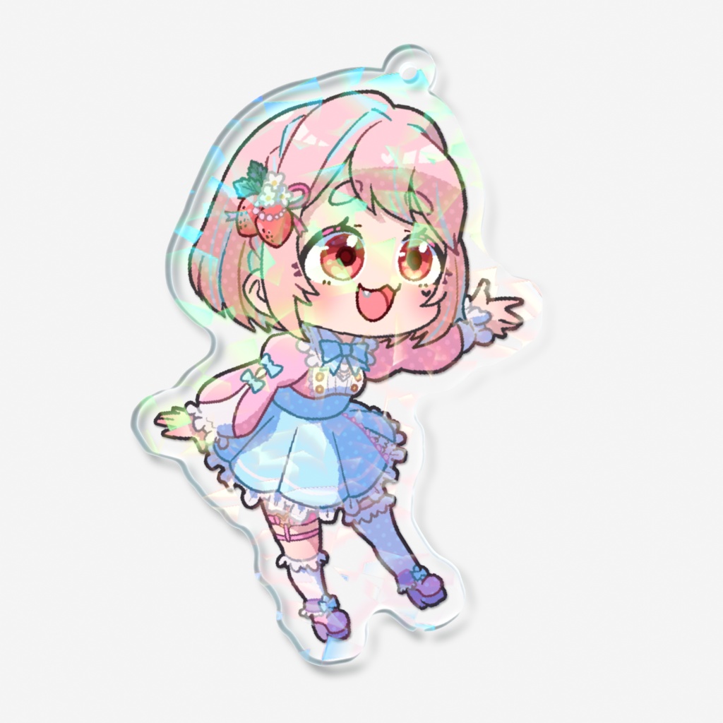 ホログラムアクリルキーホルダー【甘果いちご&ウシャモン】