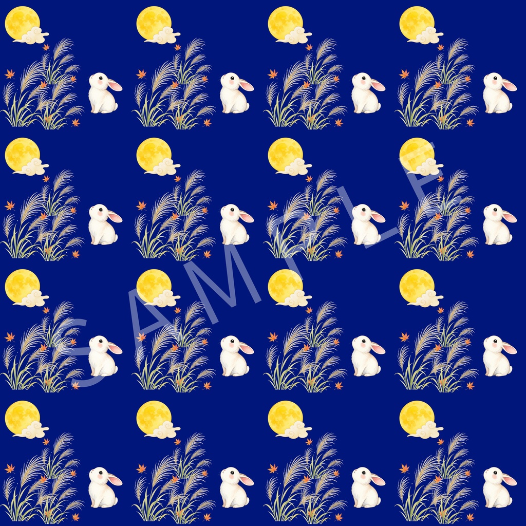 【デジタル素材】秋を彩る和風お月見ペーパー4色セット(3600×3600px)