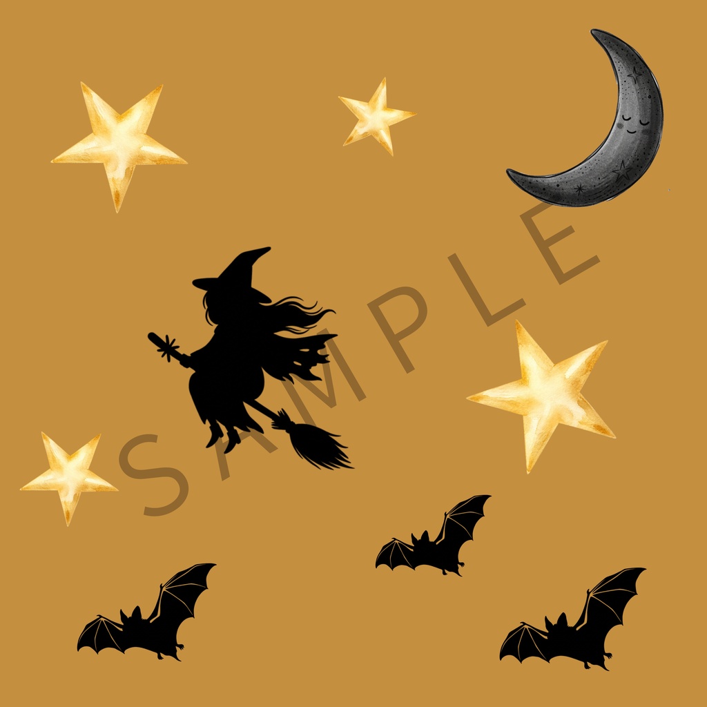 【デジタル素材】ハロウィンHalloweenを彩るペーパー1種2色（3600×3600px）