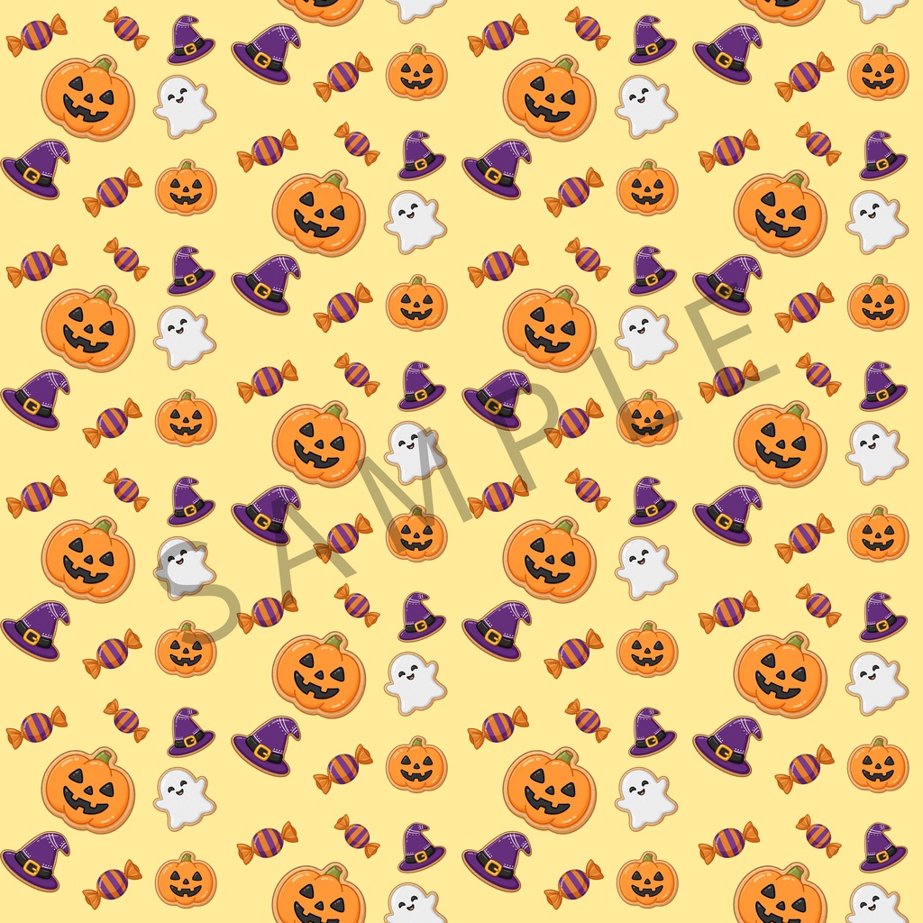 【デジタル素材】ハロウィンHalloweenを彩るポップなペーパー(3600×3600px)