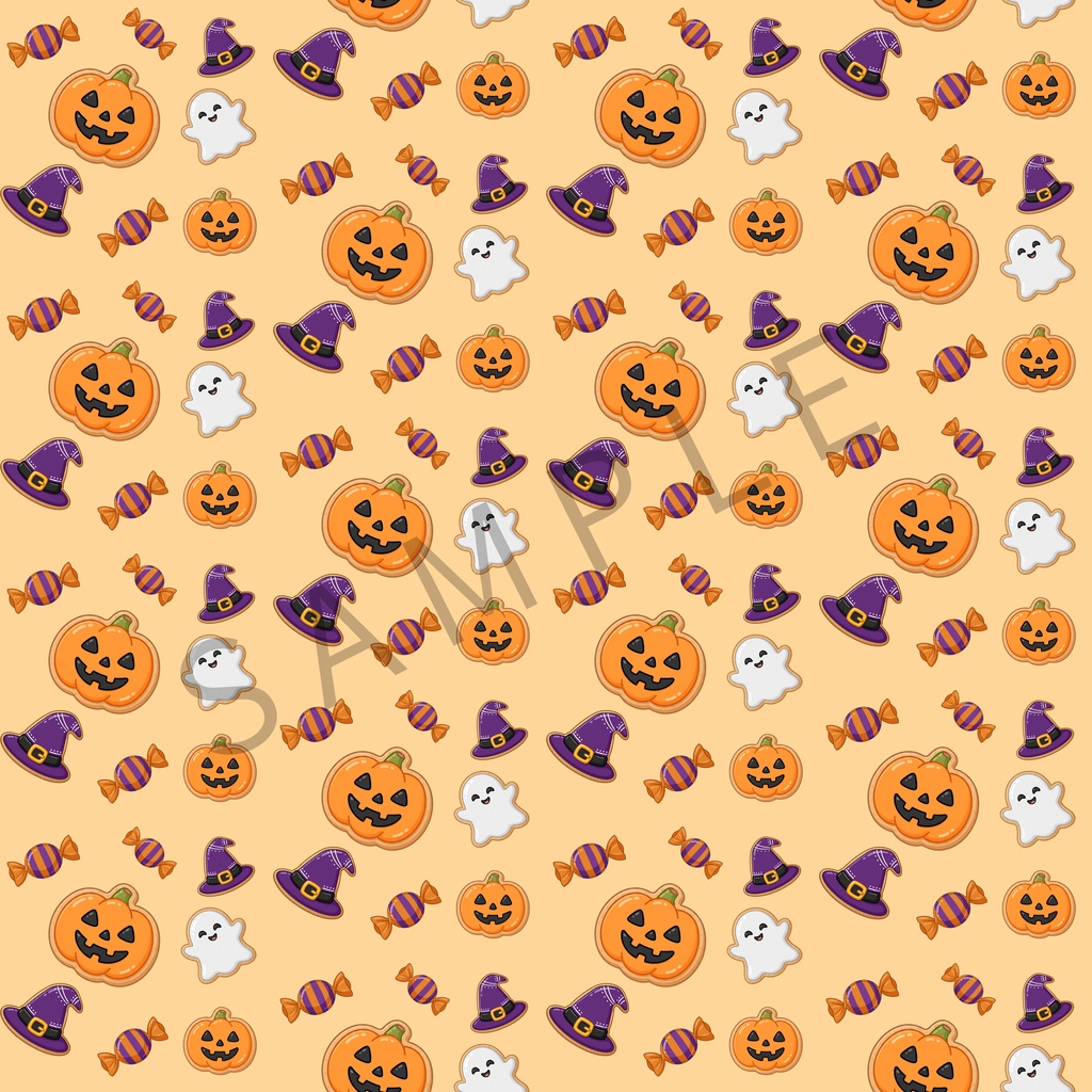 【デジタル素材】ハロウィンHalloweenを彩るポップなペーパー(3600×3600px)