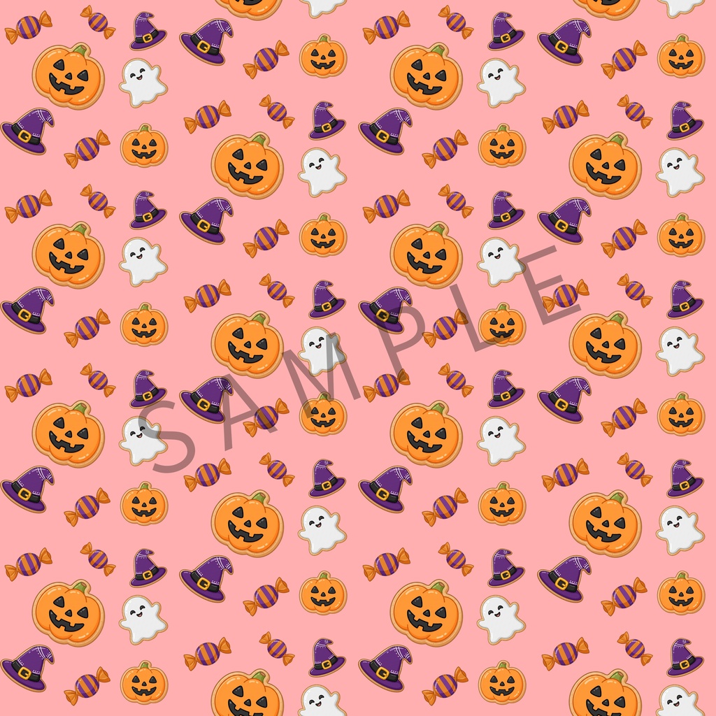 【デジタル素材】ハロウィンHalloweenを彩るポップなペーパー(3600×3600px)