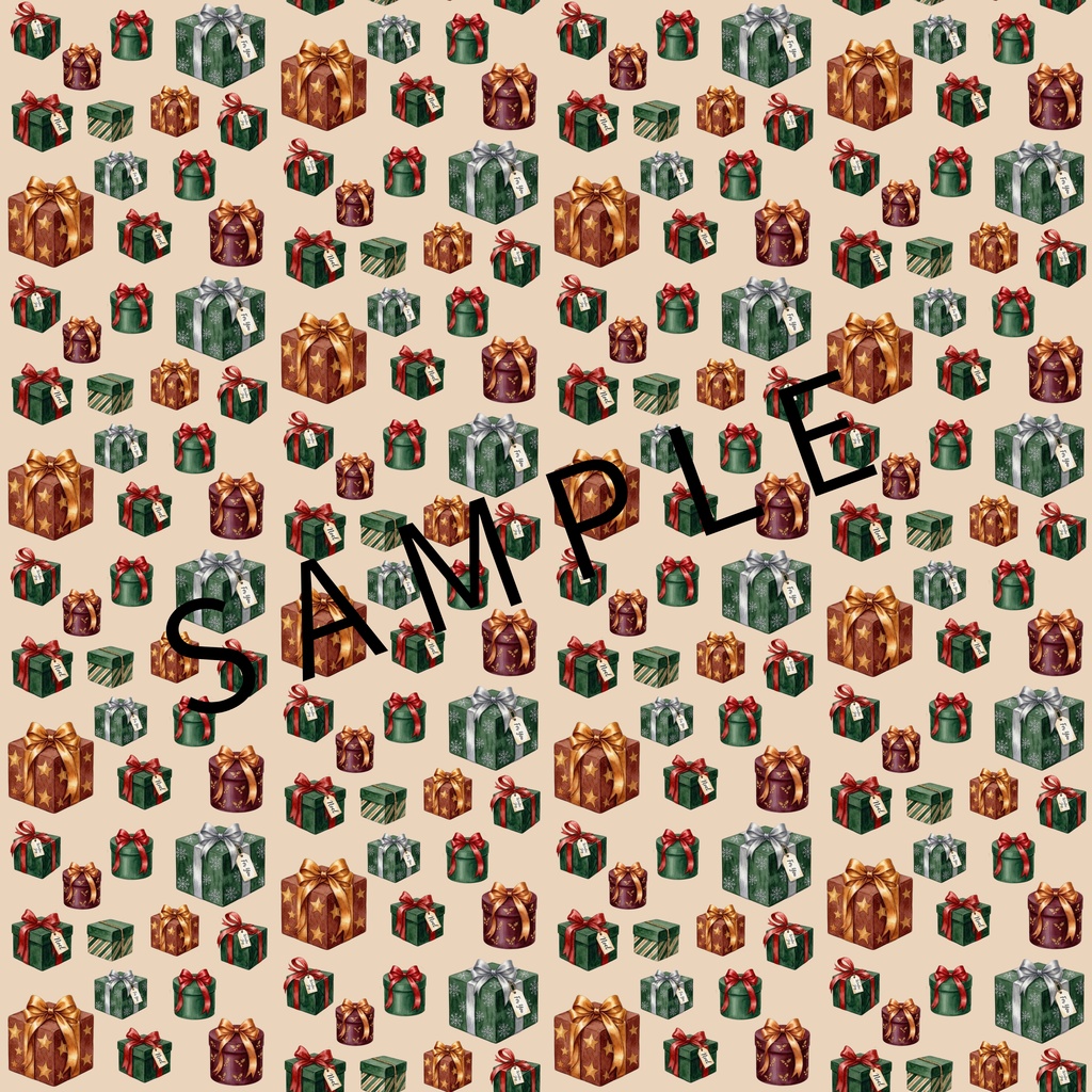 【デジタル素材】大人かわいいクリスマスギフトのデジタルペーパー4枚セット