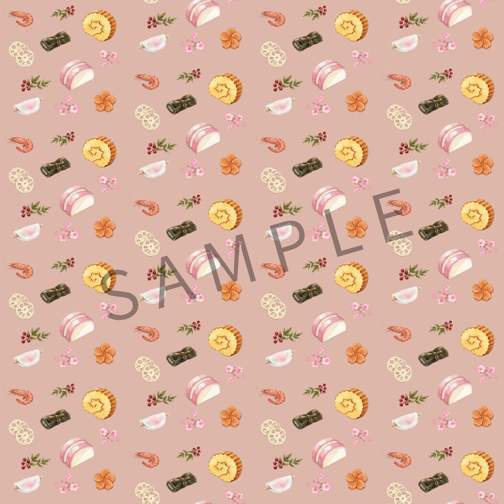 【4枚セット】デジタルペーパー お正月・おせち料理|和モダン
