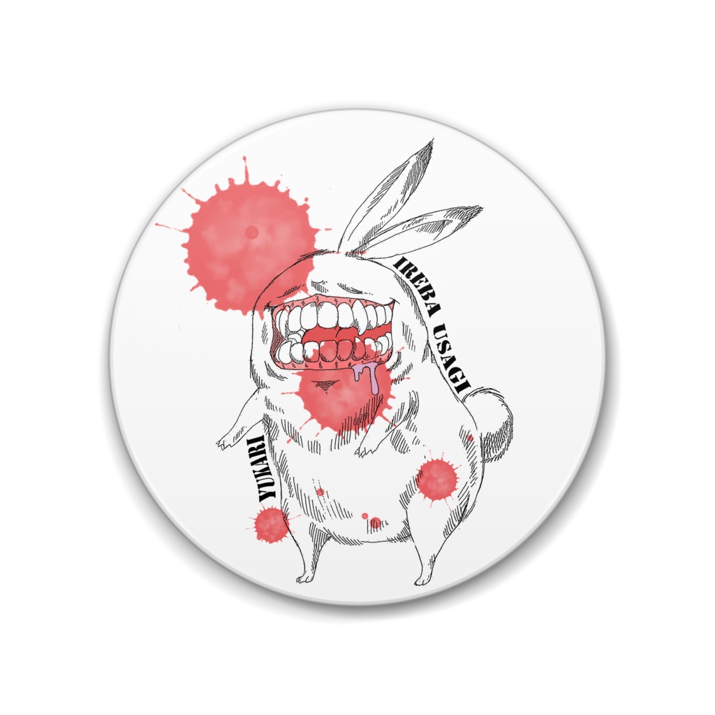 入れ歯ウサギ缶バッジ Ver.1