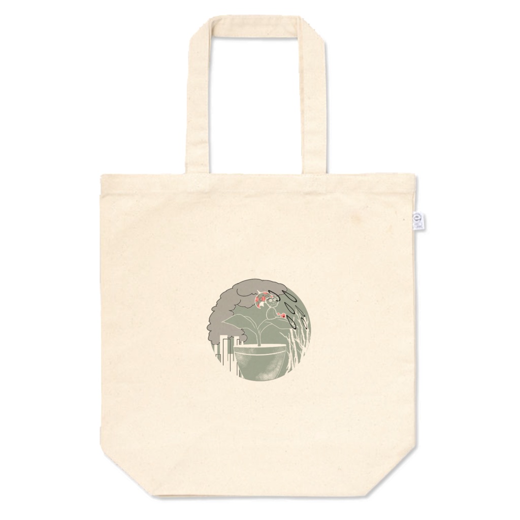 トートバッグ【どくろちゃんと鉢植え】Tote bag [Dokuro and the last potted plant]