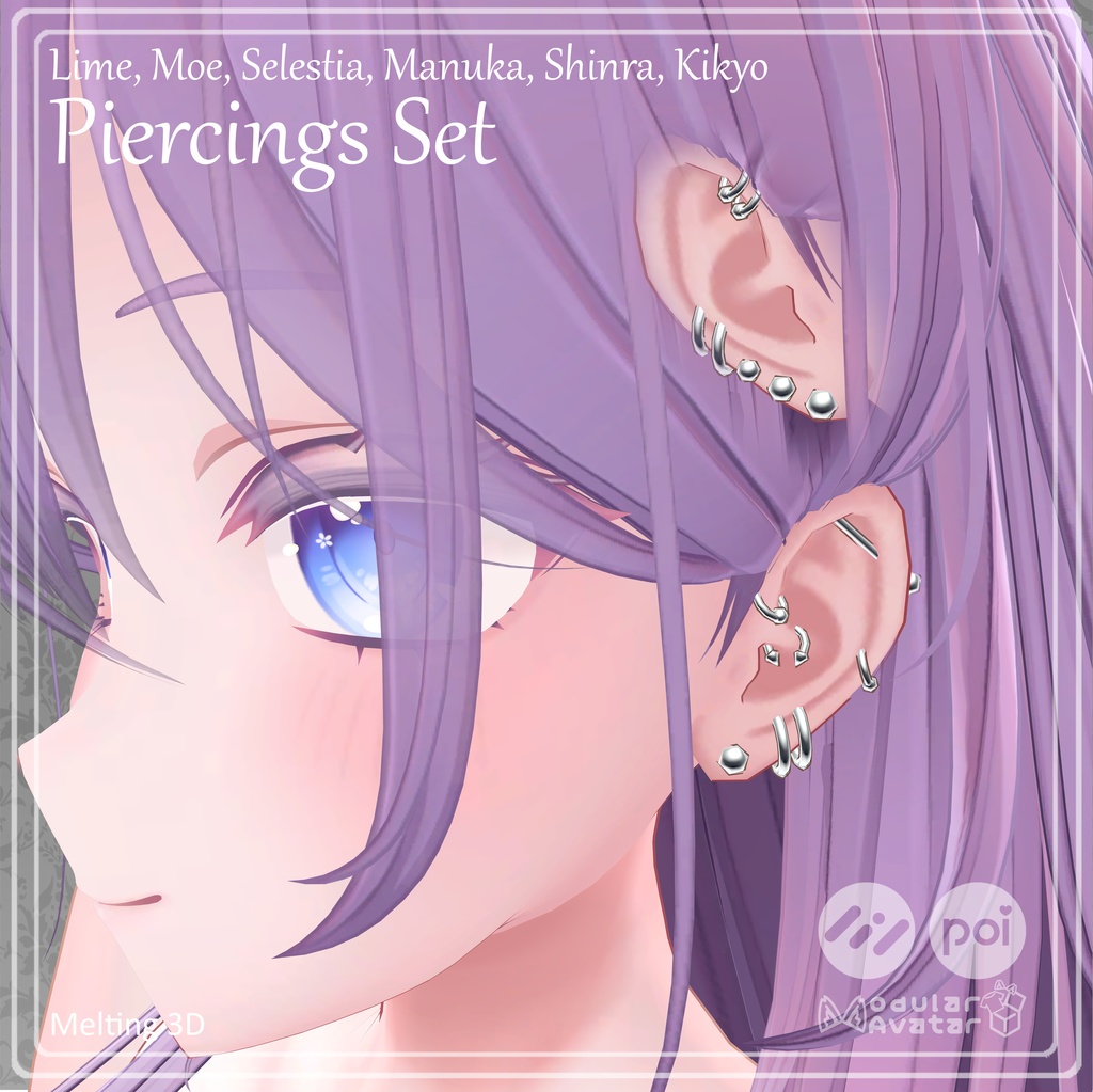 Ear and body Piercing for Lime, Moe, Selestia, Shinra, Kikyo, Manuka,Inaba Kaya 缩略图 2