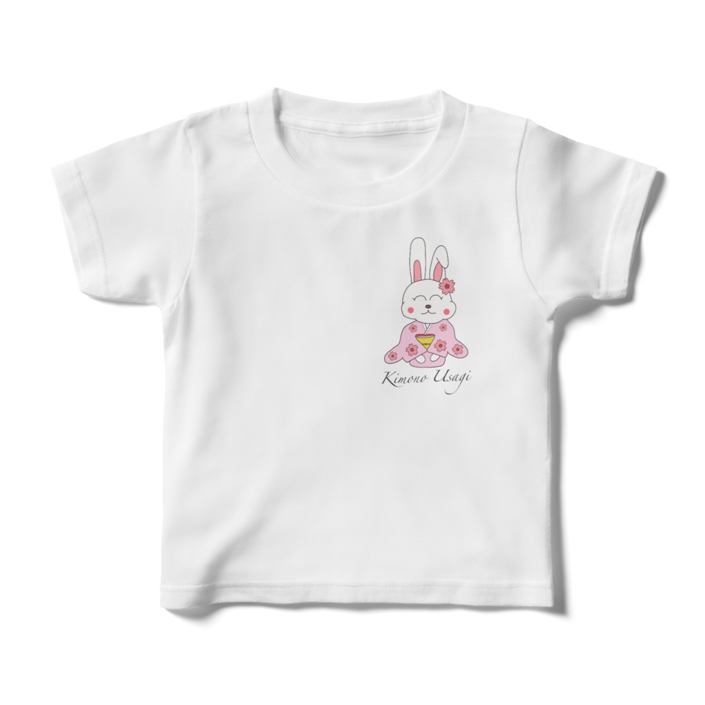 着物うさぎのキッズTシャツ
