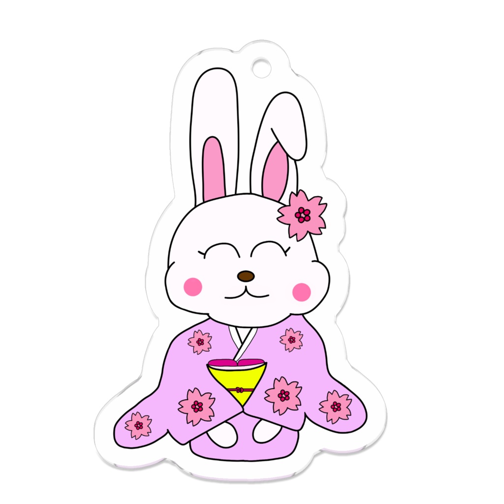 着物うさぎのアクリルキーホルダー