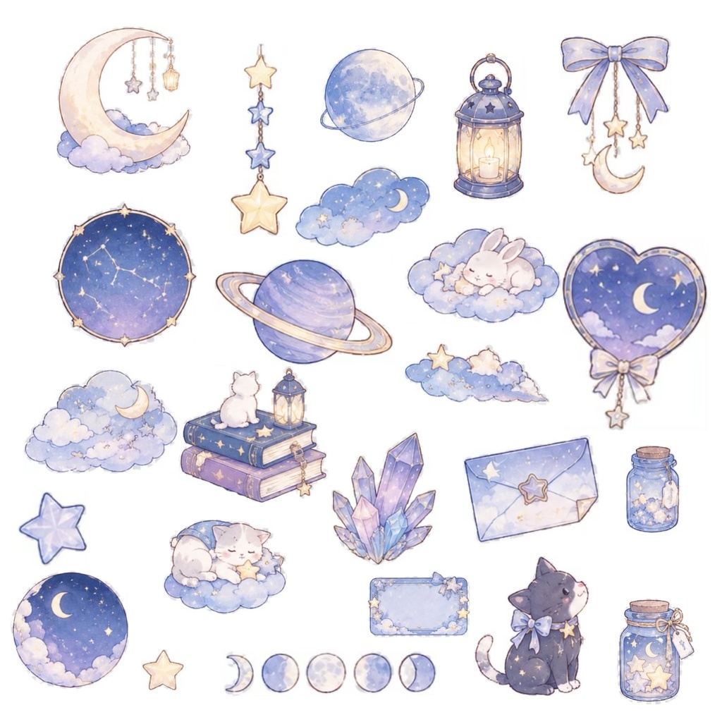     夢見る夜｜夜空デコステッカー 01