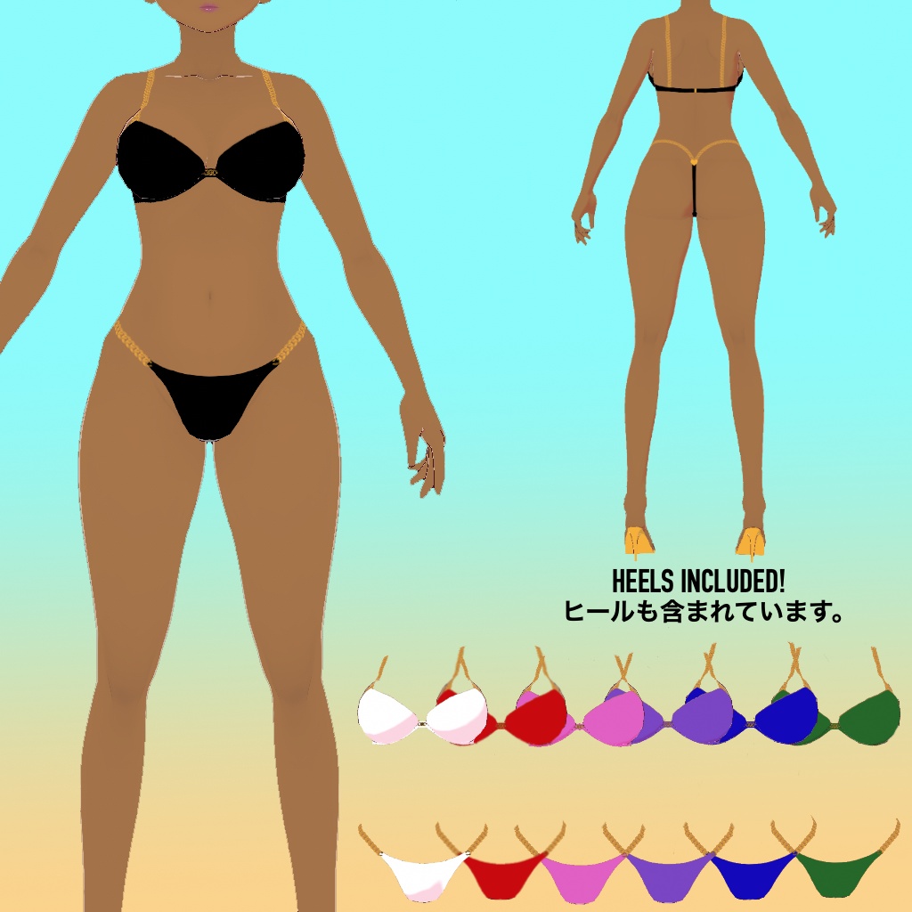 Vroid Gold Chain Bikini Outfit