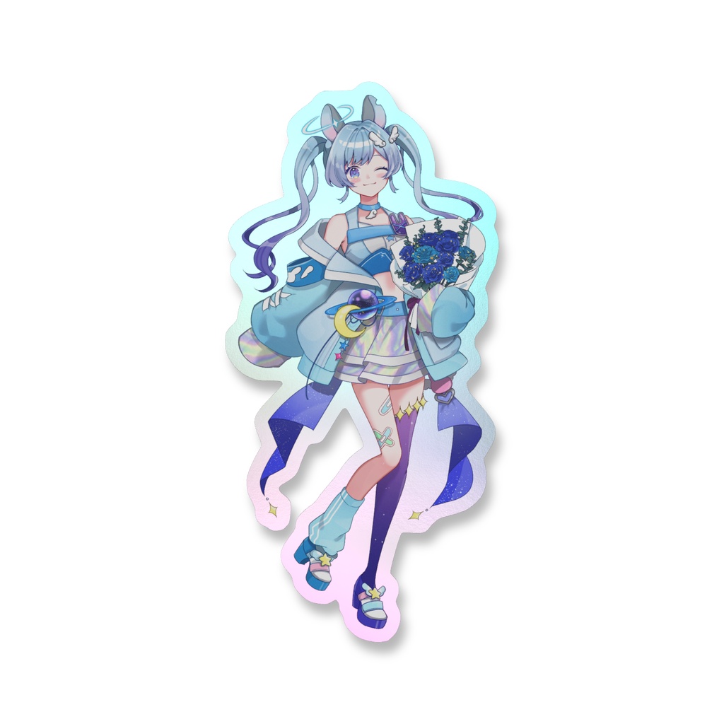 宇月の1周年記念オーロラスマホステッカー