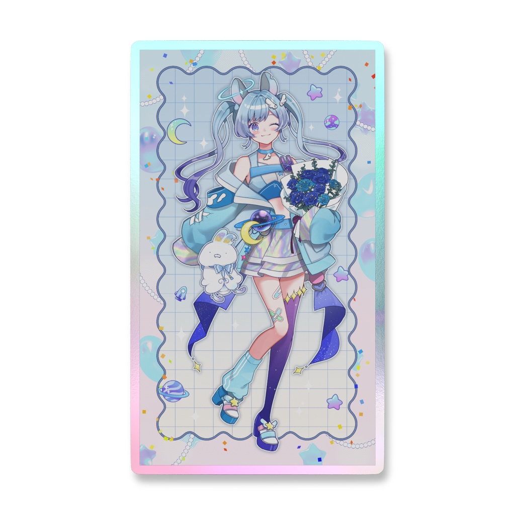 宇月うさぎの1周年記念オーロラスマホステッカー