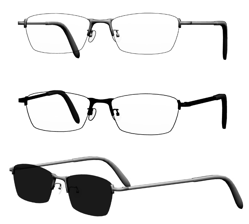 スクウェアメタルフレーム眼鏡#1セット FBX VRoid