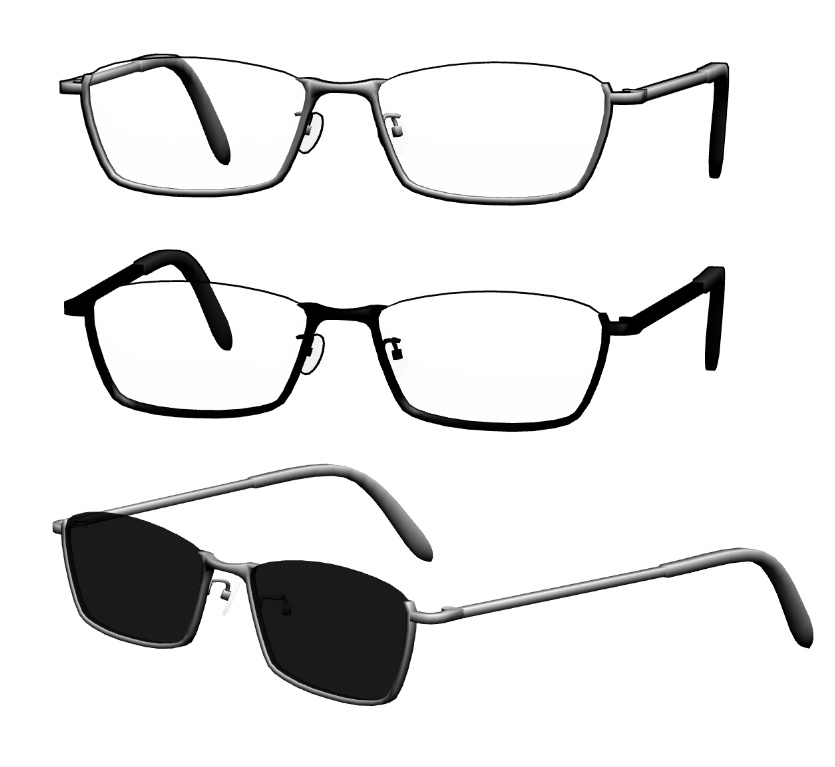 スクウェアメタルフレーム眼鏡#1セット FBX VRoid